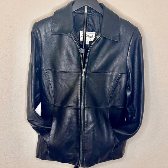 Vintage Lord & Taylor 100% Genuine Leather, Zip-Front Jacket, Size M - Picture 2 of 16